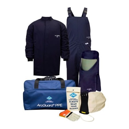 ArcGuard® KIT4SC40M10 40 Cal Compliance Arc Flash Kit W/ Short Coat & Bib Overall, M, Sz 10